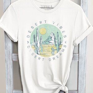 Desert vibes T-shirt, boho Graphic tee, Cactus print shirt, Nature-inspired